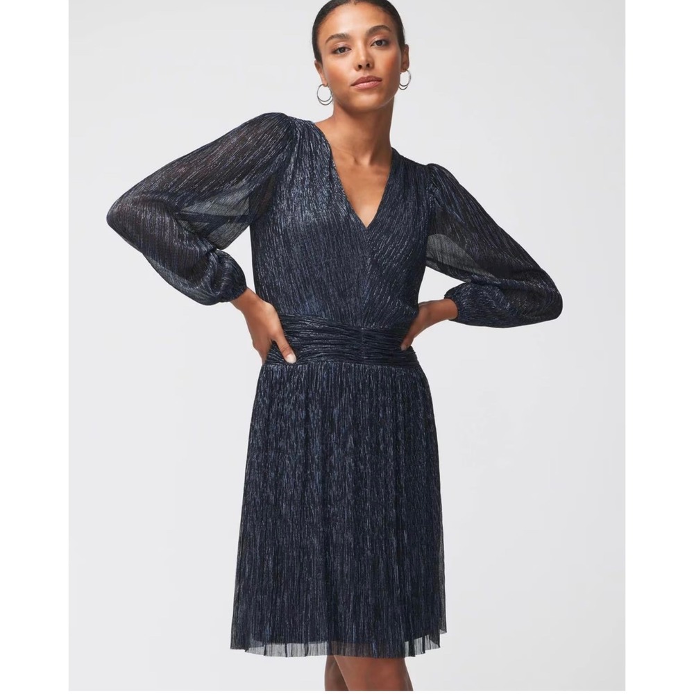 White House Black Market Dress Size Small Navy Blue‎ Metallic Shimmery Party 💙